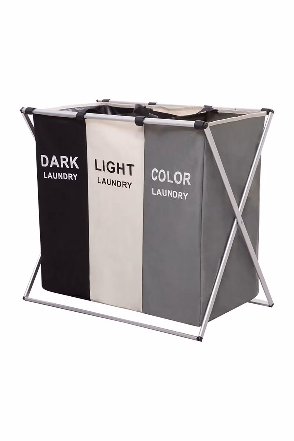 Living and Home 3 Compartment Large Detachable Fabric Laundry Basket in Multicolour – 3