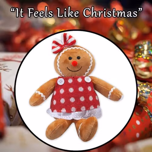 VFM e-Store Christmas Gingerbread Woman Tabletop Decoration, Red, White and Multicolour, H: 19 cm, W: 18 cm – 5