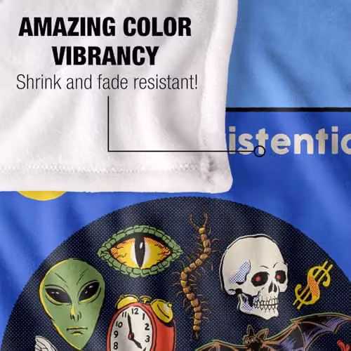 Steven Rhodes Existential Dread Super Soft Fleece Throw Blanket, Multicolour, W/D/H: 91 x 147 cm – 6