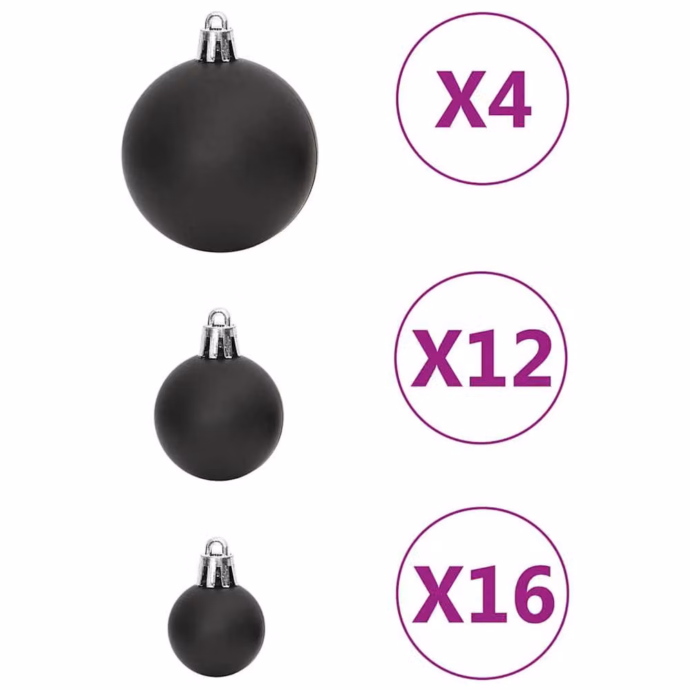 Berkfield Home 111 Piece Black Christmas Bauble Set with Stars, Snowflakes and Geometric Pendants – 3