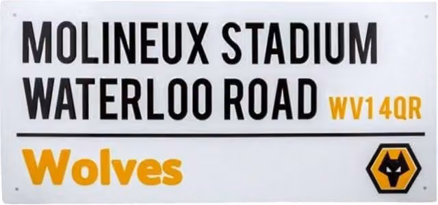 Wolverhampton Wanderers FC Molineux Stadium Waterloo Road Light Metal Wall Sign, White – 1