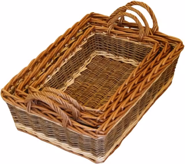 Red Hamper Set of 3 Malvern Wicker Serving Trays in Brown