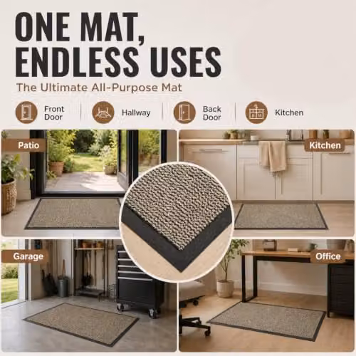 Desire Rugs Non-Slip Dirt Trapper Entrance Mat, Beige, W: 40 cm, D: 60 cm, H: 0.3 cm – 9