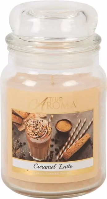 True Aroma Caramel Latte Gourmand Large Mason Jar Candle in Brown