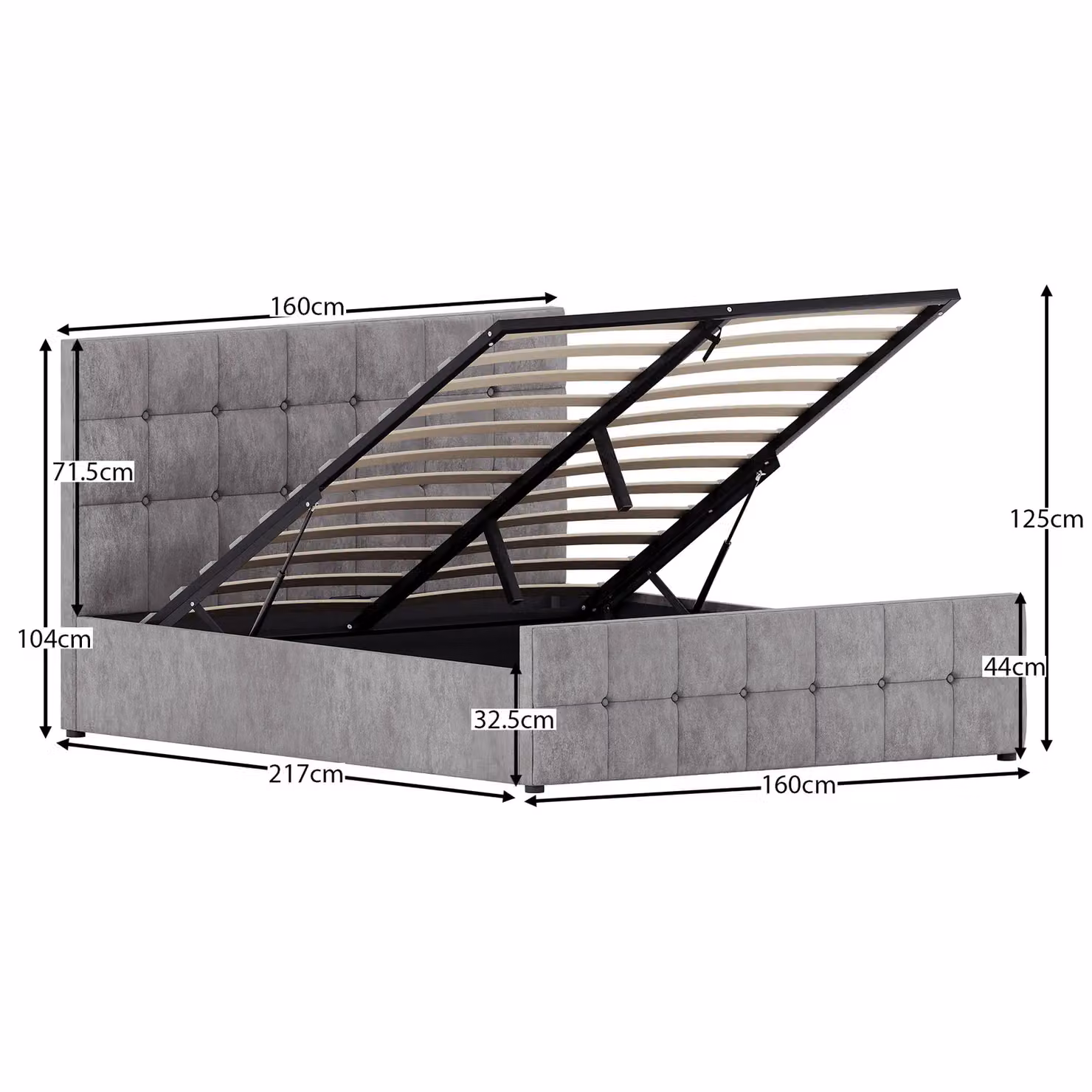 Vida Designs Valentina King Size Ottoman Bed Frame in Silver Velvet Fabric, W/D/H: 180 x 200 cm – 2