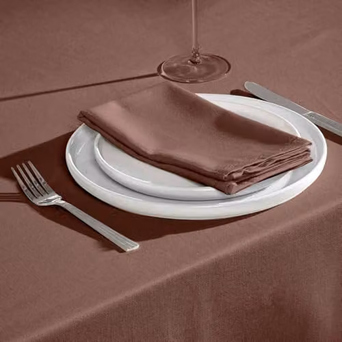 HOMESCAPES Set of 4 Plain Chocolate Brown 100% Cotton Cloth Napkins, W/D/H: 45 x 45 x 45 cm – 2