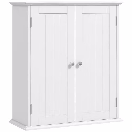 HOMCOM Modern White Wall-Mounted 3-Tier Bathroom Cabinet, W/D/H: 53 x 22 x 61 cm
