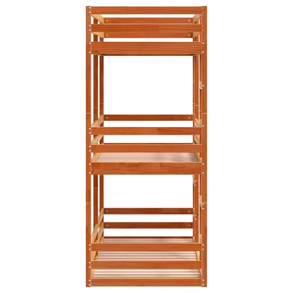 Berkfield Home Triple Bunk Bed in Wax Brown Solid Pine, W/D/H: 90 x 190 cm – 4