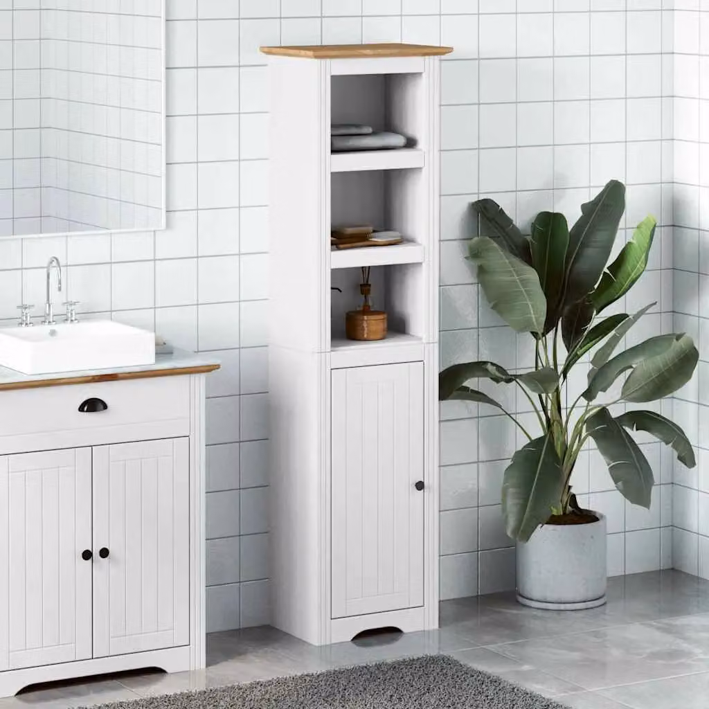 Berkfield Home BODO Bathroom Cabinet in White and Brown, H 160 x W 44 x D 30 cm – 2