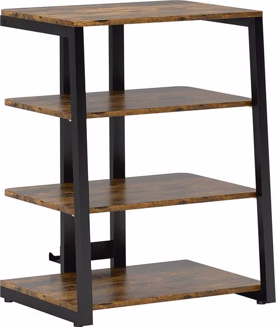 HOMCOM HiFi Stand with Four Adjustable Storage Shelves in Rustic Brown – 1
