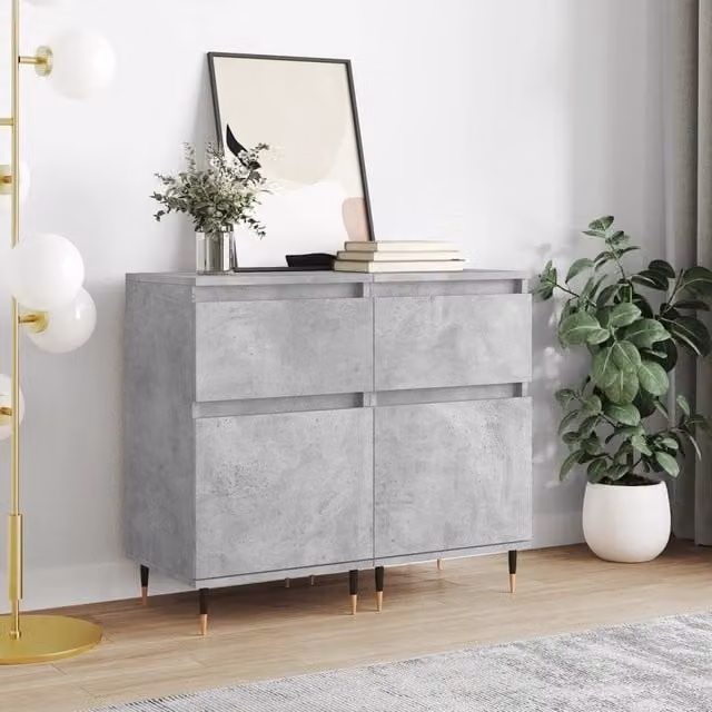 Berkfield Home Set of 2 Modern Sideboards in Concrete Grey, W/D/H: 40 x 35 x 70 cm – 1