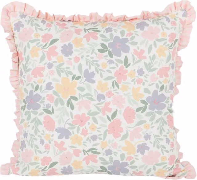 Divante Ayva Floral Ruffle Square Cushion in Multicolour