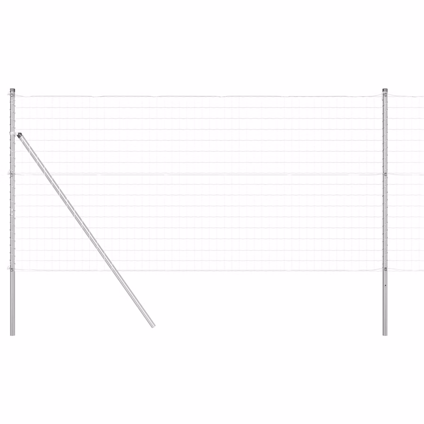 Berkfield Home Euro Fence with 13 Round Posts, 1 x 25 m, Galvanised Steel in Silver – 2
