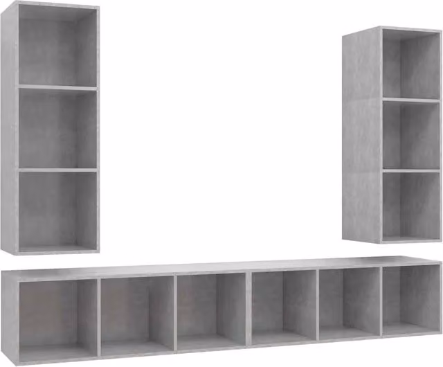 Berkfield Home Set of 4 Wall-mounted Living Room TV Cabinets in Matt Concrete Grey MDF