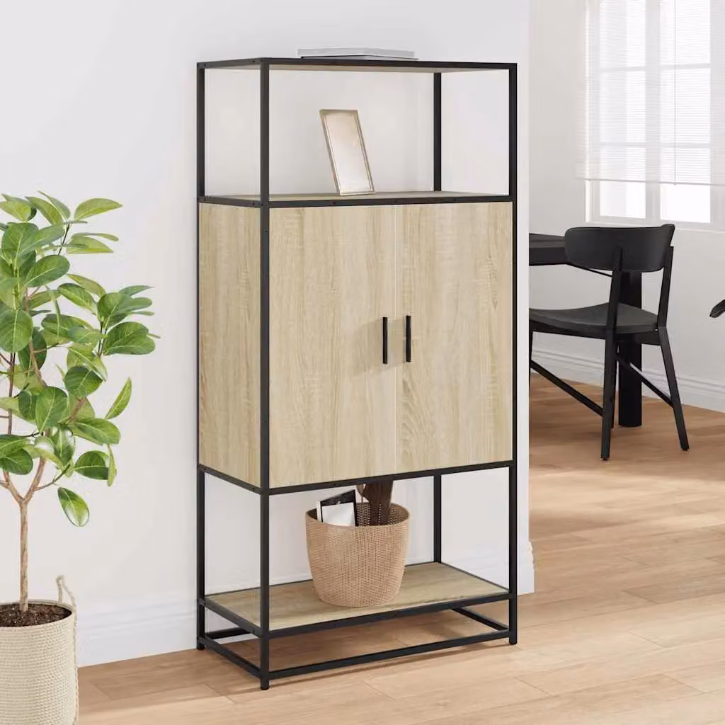 Berkfield Home Sonoma Oak Highboard in Brown, W/D/H: 68 x 35 x 139 cm – 3