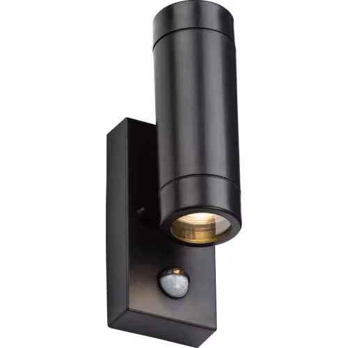 Netlighting Knightsbridge Eamon Black IP44 GU10 Up/Down Wall Light with Motion Sensor – 1
