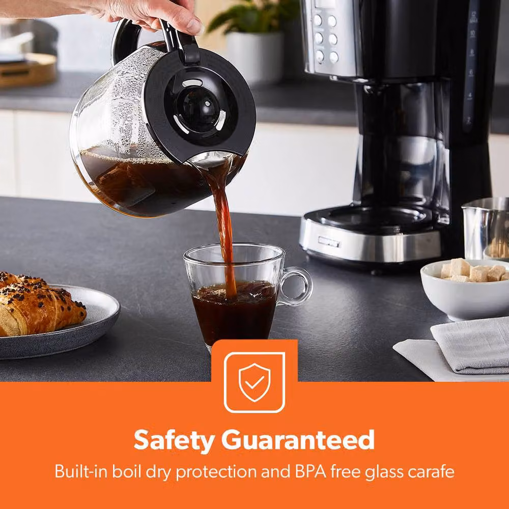 Geepas 1.5L Filter Coffee Machine and 2 Slice Toaster Breakfast Set in Black – 3