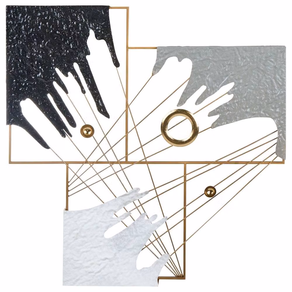 Wyld and Coco Multicolour and Gold Abstract Metal Wall Art with Modern Organic and Geometric Shapes – 2