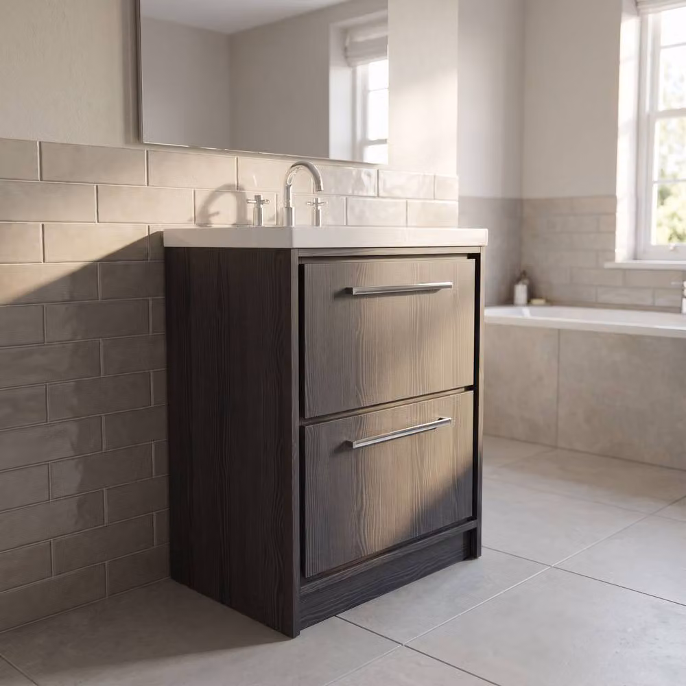 Balterley Longnor 2 Drawer Vanity Basin Unit, Graphite Grey, W: 60 cm, H: 84.5 cm – 3