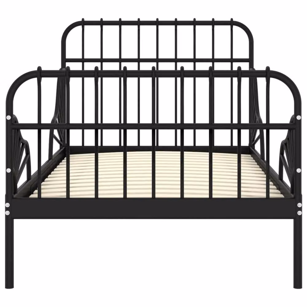 Berkfield Home Durable Extendable Metal Bed Frame, Black, W/D/H: 80 x 130/200 x 90 cm – 3