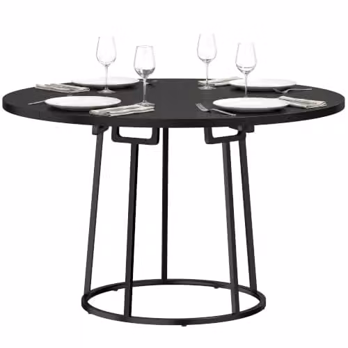 HOMCOM Modern Industrial Round Dining Table in Black, Diameter: 120 cm