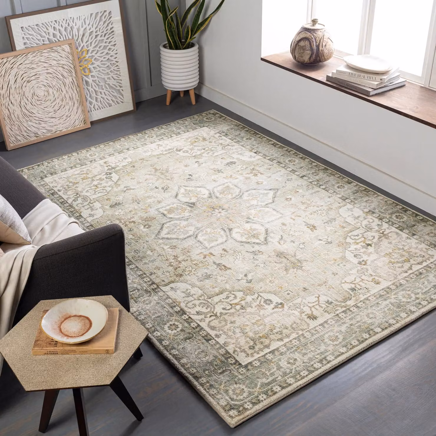 Livabliss Erin Blue Traditional Boho Living and Dining Rug, W: 200 cm, D: 275 cm – 4