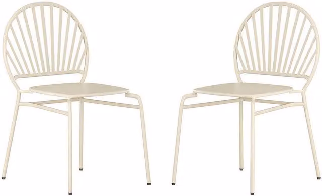 MYLIA CEDEIRA Set of 2 Stackable Metal Garden Chairs in Beige – 1