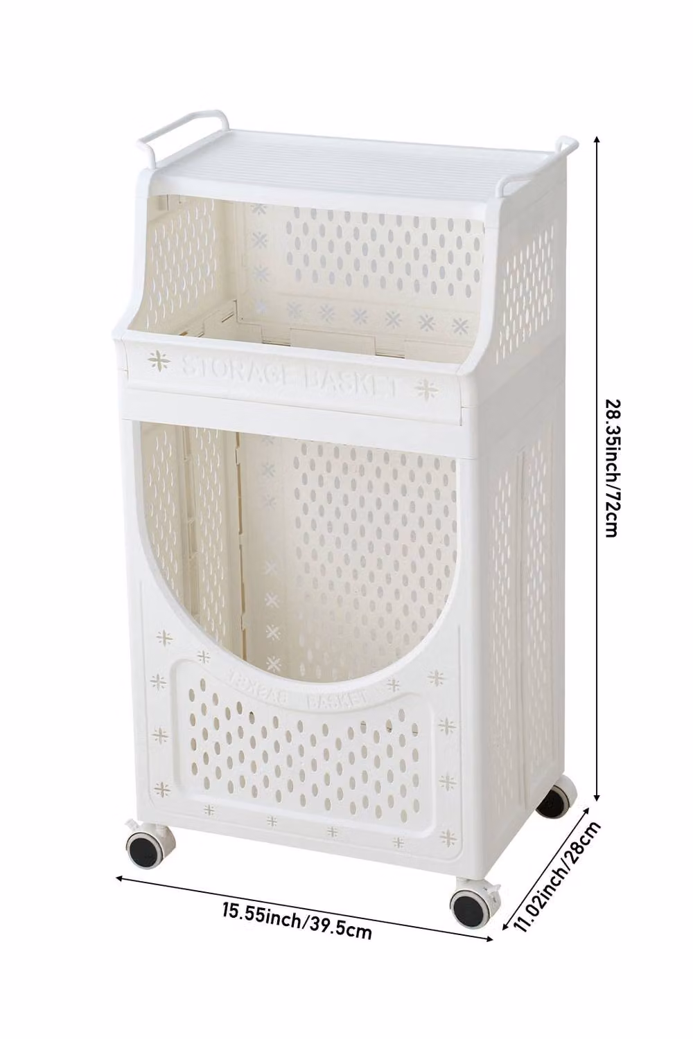 Living and Home 3-Tier Rolling Laundry Sorter Basket with Handles and Castors, White – 5