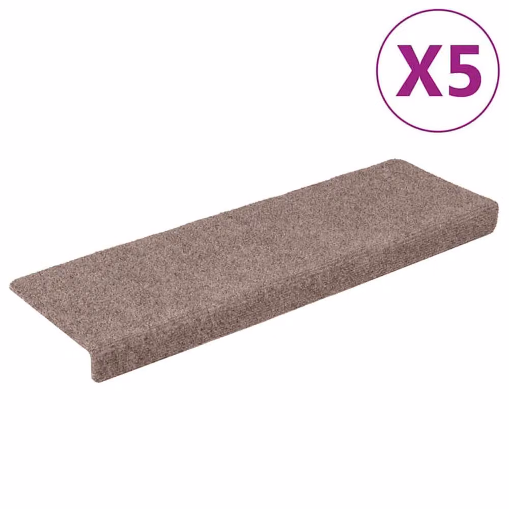 Berkfield Home Brown Needle Punch Stair Mats, 5 Pack, W/D/H: 65 x 21 x 4 cm – 2