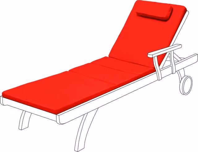 Gardenista Red Rectangular Foldable Outdoor Garden Sun Lounger Cushion Pad with Weatherproof and UV-Resistant Outdoor Fabric