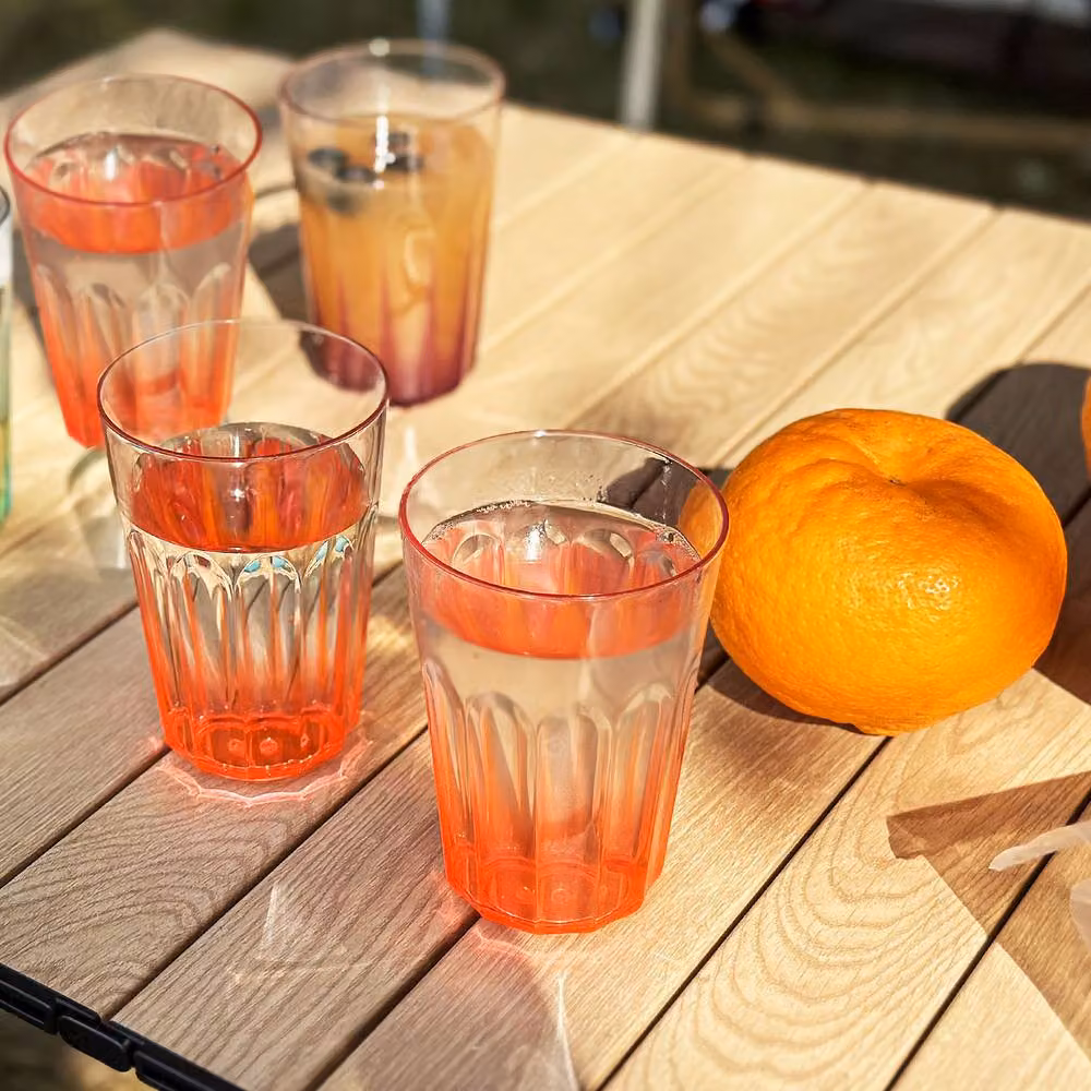 Greentainer Set of 12 Reusable Orange AS Plastic Tumbler Drinking Glasses, 350ml – 2