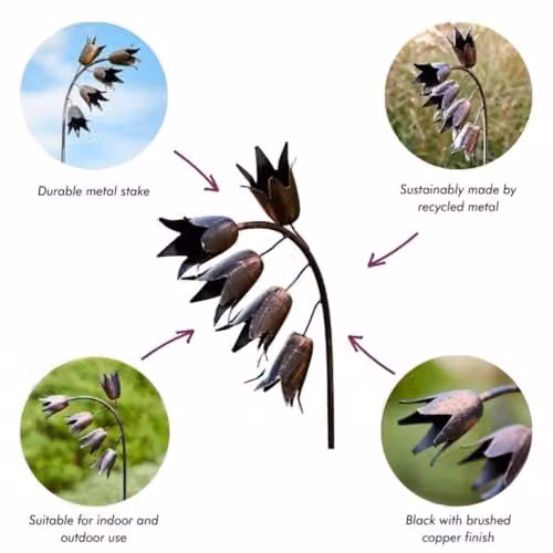 Paper High Metal Bluebell Garden Stake in Bronze, Black or Copper – 4