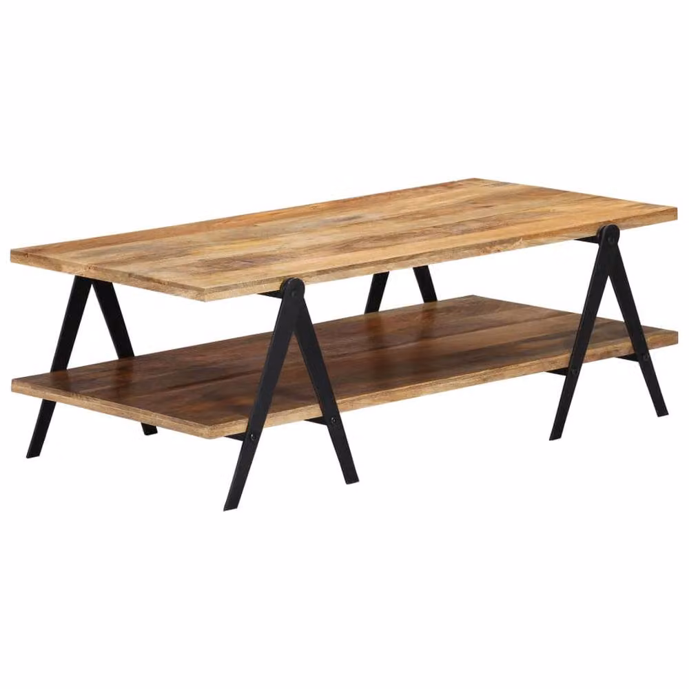 Berkfield Home Rustic Solid Mango Wood Coffee Table in Brown, W/D/H: 115 x 60 x 40 cm – 2