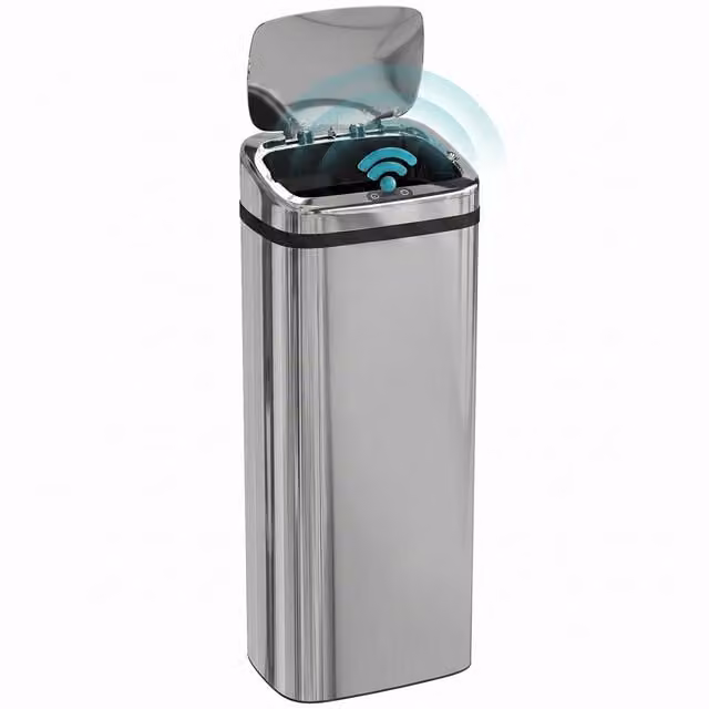 HOMCOM 50L Infrared Touchless Automatic Motion Sensor Dustbin in Silver Stainless Steel