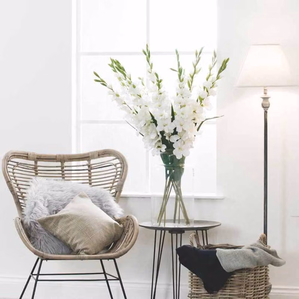 Lemon Pavilion Furniture and Decor White Artificial Gladioli Flowers, W11 x D6 x H108 cm – 5