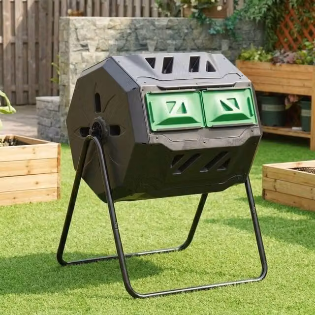 STILVORA 160L Dual Chamber Rotating Composter in Black