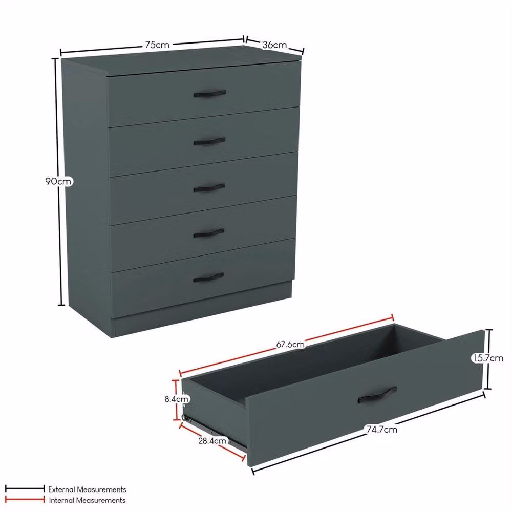 SPETLEK Modern Green Drawer Chest of Drawers, W/D/H: 100 x 60 x 90 cm – 2