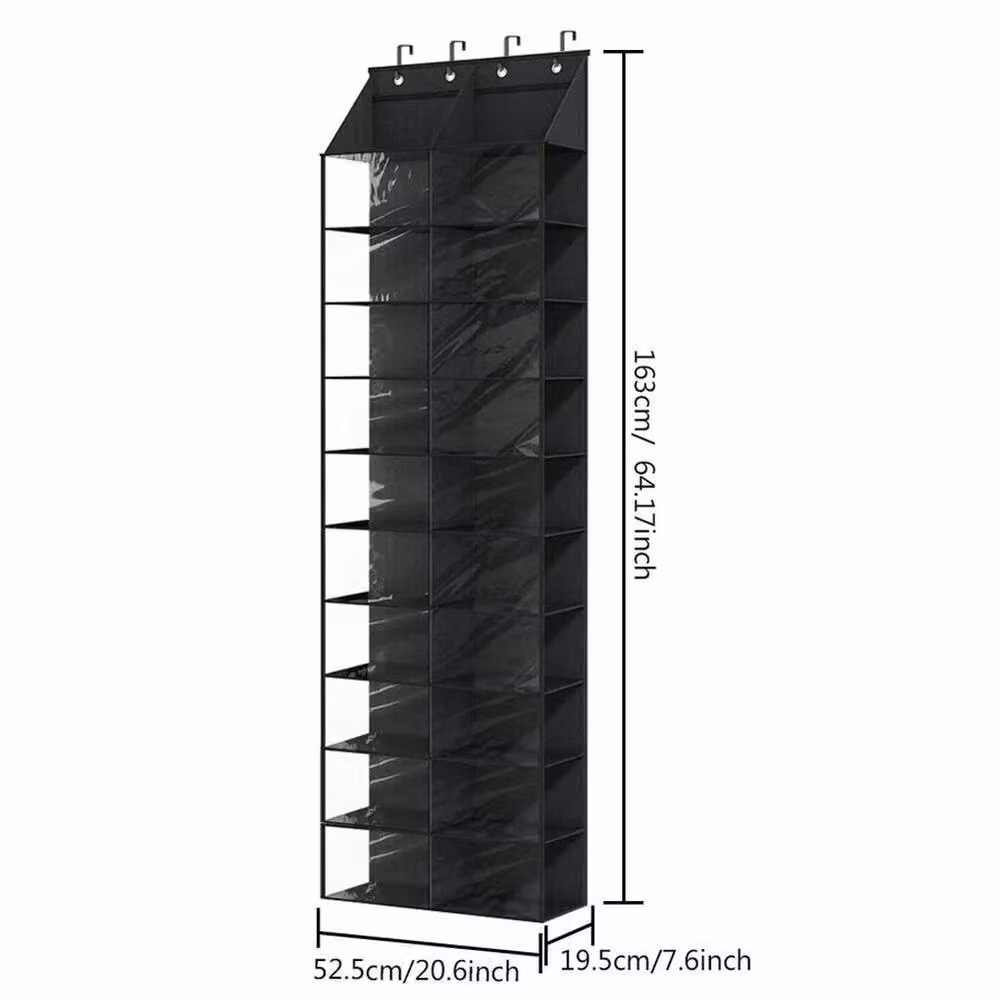 VOGREX 10-Tier Over The Door Shoe Organizer in Black Oxford Fabric – 2