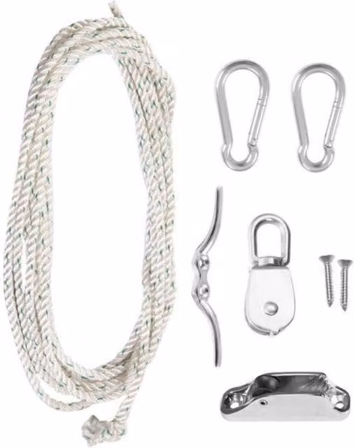 Primrose Easy Hoist Advanced Shade Sail Fixing Kit in Metallic Silver Stainless Steel