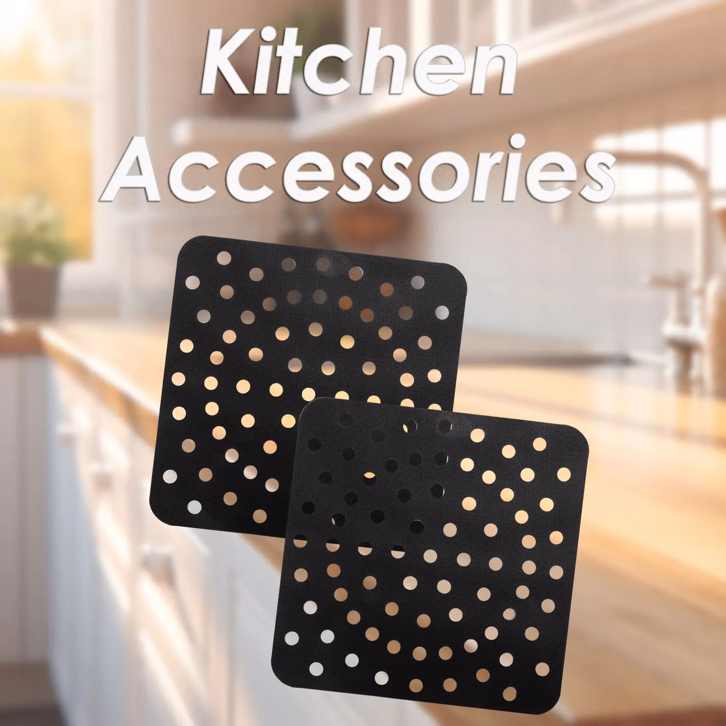 VFM e-Store Reusable Non Stick PTFE Square Air Fryer Liners, 2 Pack, Black, W/D: 20 x 20 cm – 3