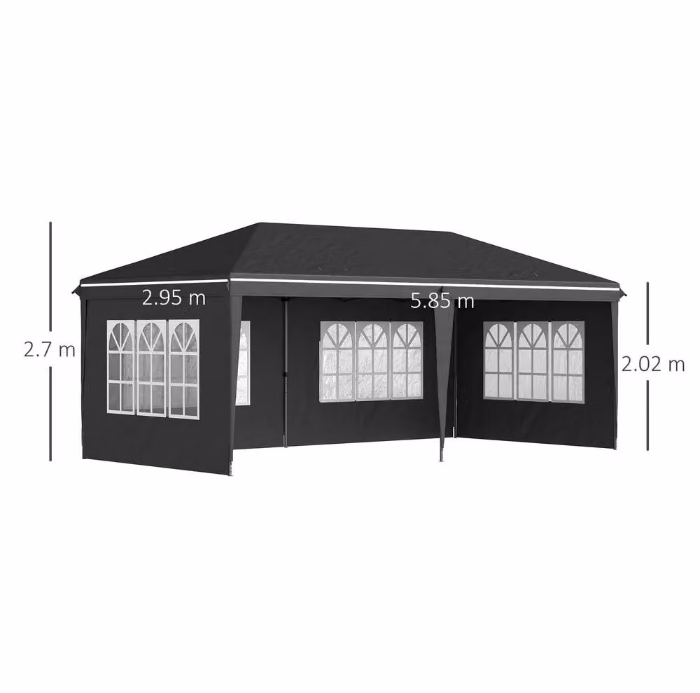 STILVORA Pop-Up Gazebo with Removable Walls, Black, W: 300 cm, D: 300 cm, H: 270 cm – 2