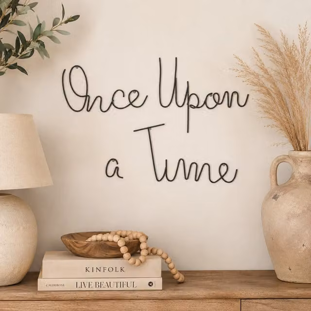 Marco Paul Baby Once Upon A Time Minimalist Metal Wire Wall Plaque in Black