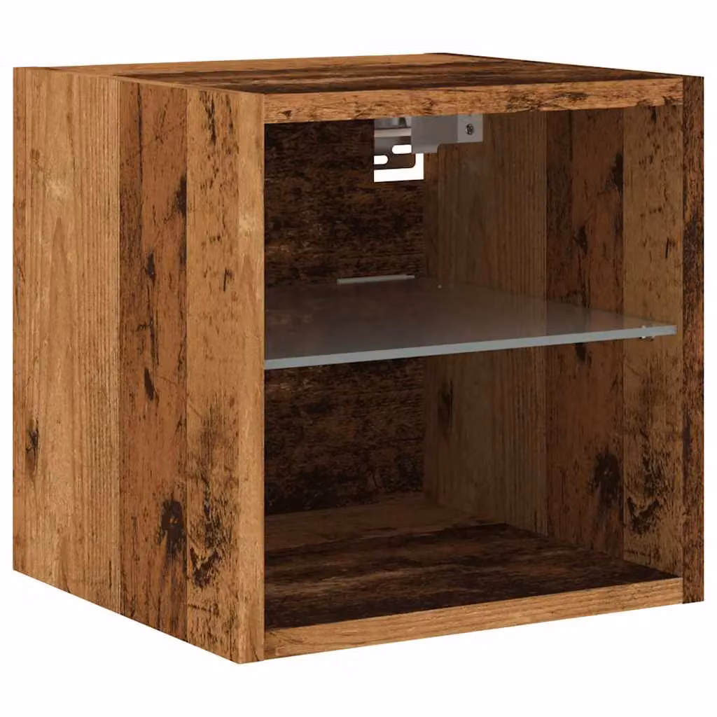 Berkfield Home Modern Wall-Mounted TV Cabinet with LED Lighting and Glass Doors, Brown, W/D/H: 30 x 28.5 x 30 cm – 2