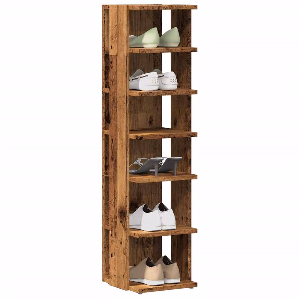 Berkfield Home Rustic Old Wood Shoe Cabinet in Brown, W/D/H: 28 x 27 x 102 cm – 2