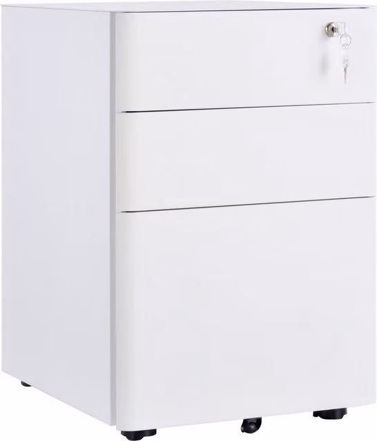 Vinsetto Lockable 3 Drawer Metal Rolling Vertical Filing Cabinet in White – 1