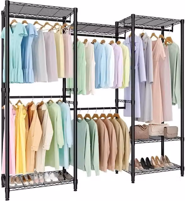 VOGREX Heavy Duty Metal Clothes Rail in Matt Black