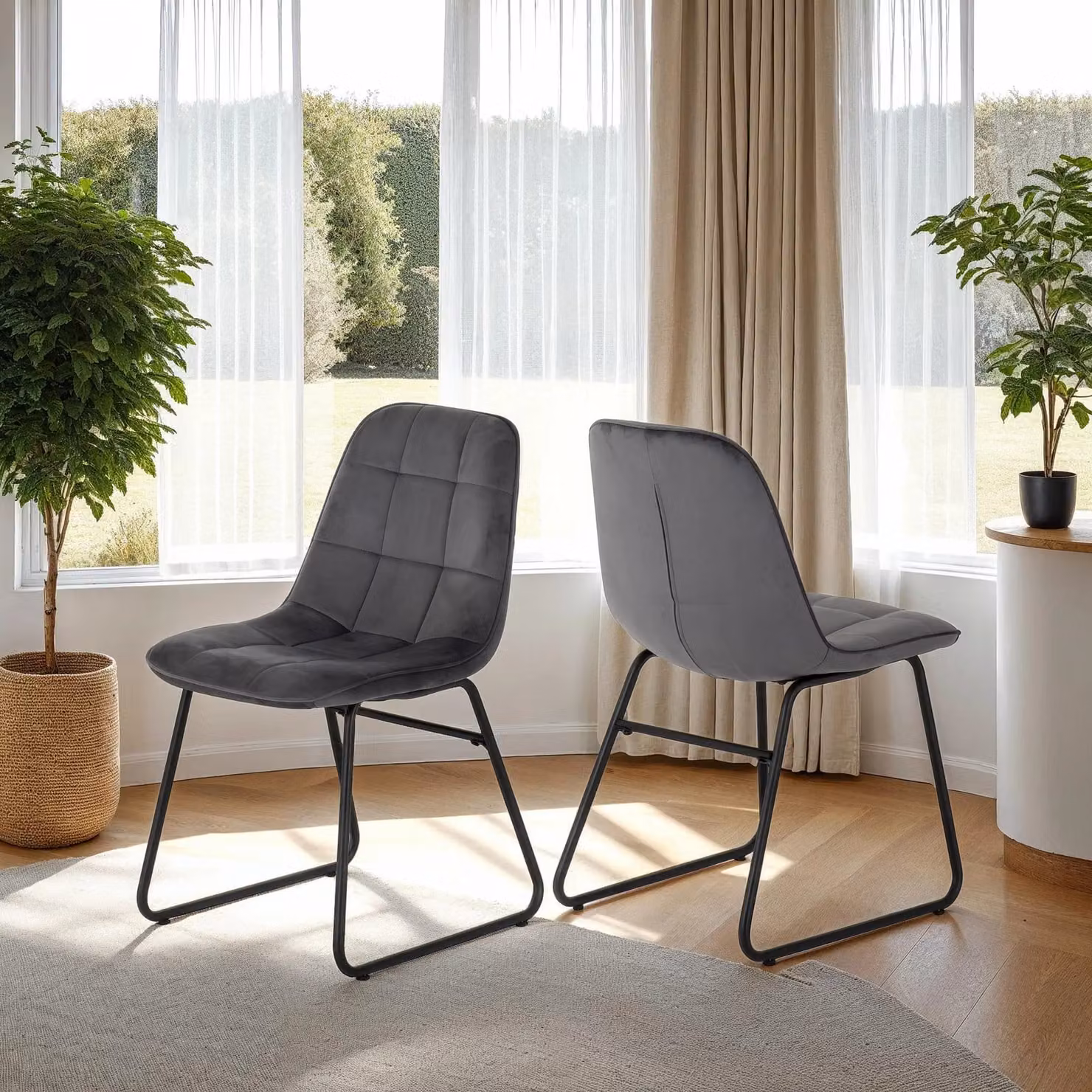 Seconique Athens Rectangular Concrete Effect Dining Set with 4 Grey Lukas Chairs – 3