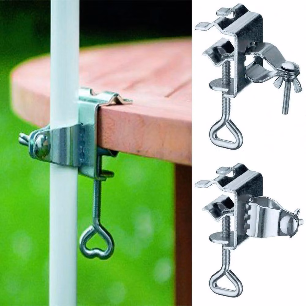 EONLION Silver Galvanised Steel Umbrella Parasol Holding Bracket Clamp, H 145 cm x W 100 cm x D 100 cm – 3
