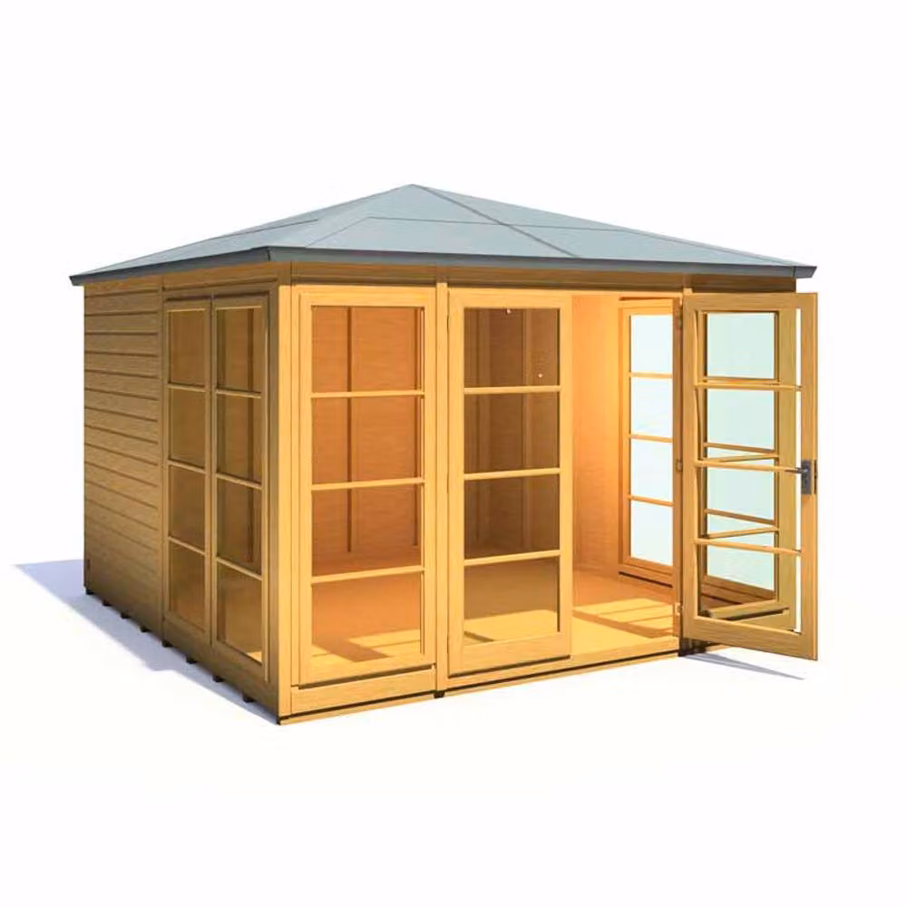 Shires Palatina 10 x 10 Feet Wooden Summerhouse in Light Brown, W: 316.9 cm, D: 316.9 cm, H: 249.4 cm – 2