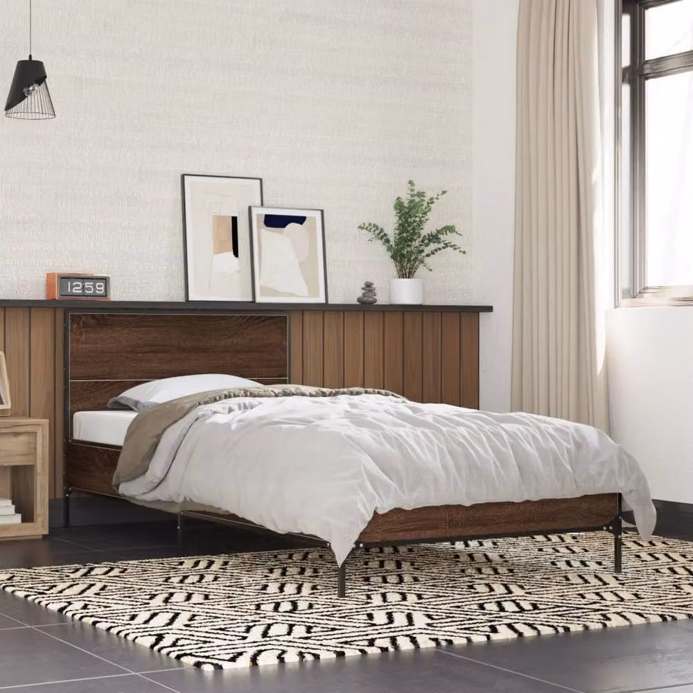 Berkfield Home Bed Frame in Brown Oak, W/D/H: 90 x 200 cm – 2